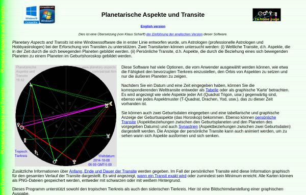 Vorschau von www.planetary-aspects.com, Planetarische Aspekte und Transite