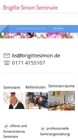Vorschau der mobilen Webseite www.brigittesimon.de, Brigitte Simon Seminare