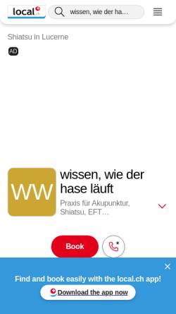 Vorschau der mobilen Webseite yellow.local.ch, Wissen wie der Hase läuft