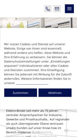 Vorschau der mobilen Webseite www.elektro-bindel.de, Elektro-Bindel Elektroservice und Fachgeschäft