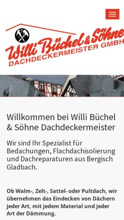 Vorschau der mobilen Webseite www.dachdecker-buechel.de, Willi Büchel & Söhne Dachdeckermeister GmbH