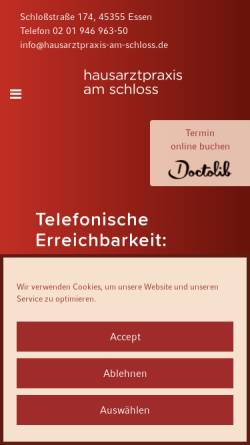 Vorschau der mobilen Webseite www.hausarztpraxis-am-schloss.de, Hausarztpraxis am Schloss