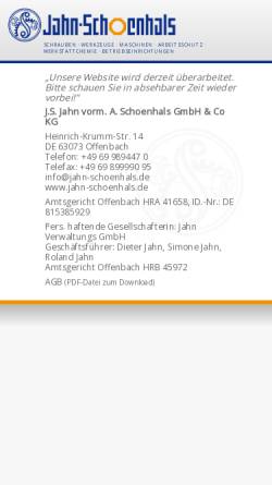 Vorschau der mobilen Webseite www.jahn-werkzeuge.de, Fa. Jahn vorm. Schoenhals