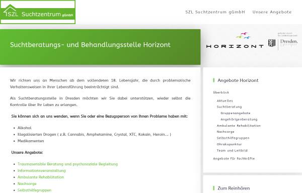 Vorschau von www.suchtzentrum.de, Suchtberatungs- und Behandlungsstelle HORIZONT
