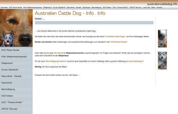 Vorschau von australiancattledog-info.info, ACD-Infoseite für Rassefreunde, Züchter und Richter