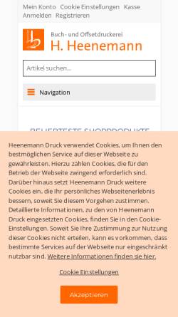 Vorschau der mobilen Webseite www.heenemann-druck.de, Buch- und Offsetdruckerei H. Heenemann GmbH & Co. KG