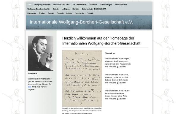 Vorschau von www.borchertgesellschaft.de, Internationale Wolfgang-Borchert-Gesellschaft e.V.