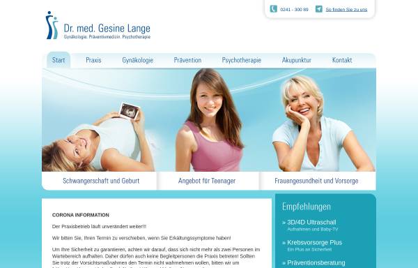 Vorschau von www.frauenheilkunde-aachen.de, Lange, Dr. Gesine
