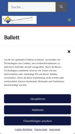 Vorschau der mobilen Webseite www.8ung.info, 8ung.info - Ballett im Kulturmagazin