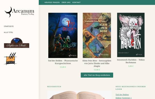 Offizielle Website des Arcanum Fantasy Verlages, Dortmund