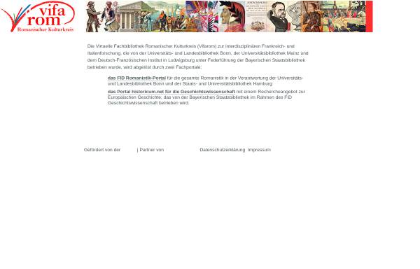 Vorschau von vifarom.de, Virtuelle Fachbibliothek Romanischer Kulturkreis