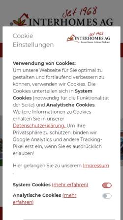 Vorschau der mobilen Webseite www.interhomes.de, Interhomes AG