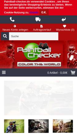Vorschau der mobilen Webseite www.paintball-checker.de, Paintball Checker