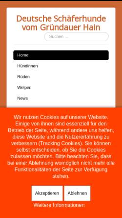 Vorschau der mobilen Webseite www.vom-gruendauer-hain.de, Bruno Heiss Deutsche Schäferhundzucht vom Gründauer Hain