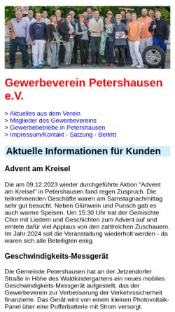 Vorschau der mobilen Webseite www.gewerbe-petershausen.de, Gewerbeverein Petershausen