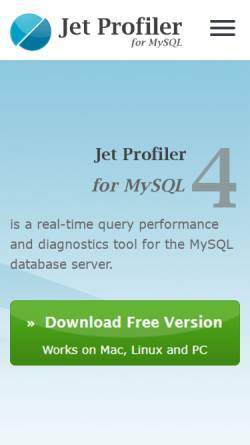 Vorschau der mobilen Webseite www.jetprofiler.com, Jet Profiler for MySQL