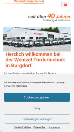 Vorschau der mobilen Webseite wentzel.biz, Wentzel Fördertechnik GmbH & Co. KG