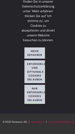 Vorschau der mobilen Webseite www.nowecor.de, Nowecor AG
