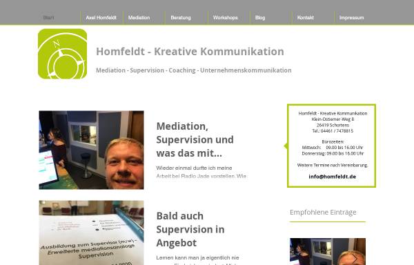 Vorschau von www.mediation-homfeldt.net, Homfeldt - Kreatives Marketing