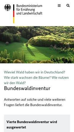 Vorschau der mobilen Webseite www.bundeswaldinventur.de, Dritte Bundeswaldinventur (BWI3)