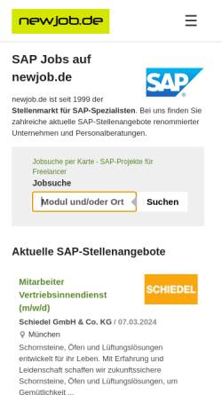 Vorschau der mobilen Webseite www.newjob.de, NewJob.de - Schlotterbeck & Bonifer GbR