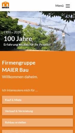 Vorschau der mobilen Webseite www.maier-bau-gmbh.de, Maier Bau GmbH