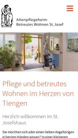 Vorschau der mobilen Webseite www.pflegeheim-tiengen.de, Altenpflegeheim - Betreutes Wohnen St. Josef