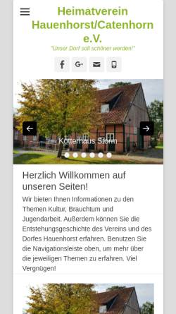 Vorschau der mobilen Webseite www.heimatverein-hauenhorst.de, Heimatverein Hauenhorst/Catenhorn e.V.
