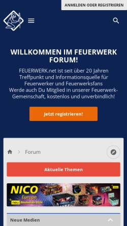Vorschau der mobilen Webseite www.feuerwerk-forum.de, FEUERWERK Forum