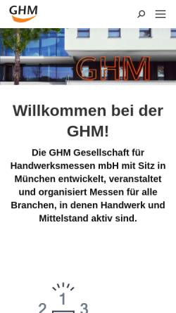 Vorschau der mobilen Webseite www.ghm.de, GHM - Gesellschaft für Handwerksmessen mbH