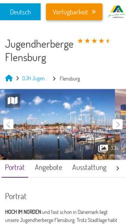 Vorschau der mobilen Webseite flensburg.jugendherberge.de, Jugendherberge Flensburg