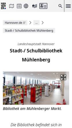 Vorschau der mobilen Webseite www.hannover.de, Stadt- und Schulbibliothek Mühlenberg