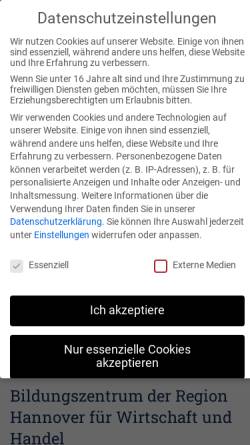 Vorschau der mobilen Webseite bbs-handel.de, Berufsbildende Schule 12 für Handel der Region Hannover