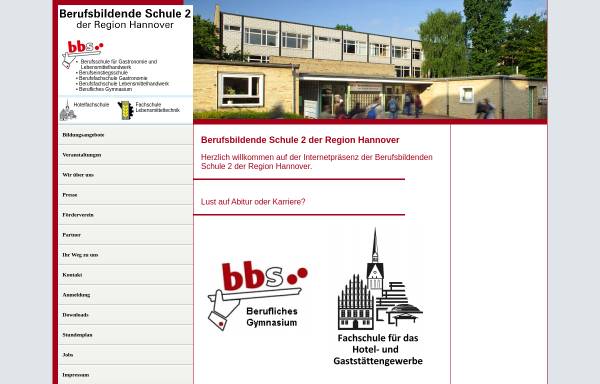 Vorschau von www.bbs2-hannover.de, Berufsbildende Schule 2 für Gastronomie und Lebensmittelhandwerk der Region Hannover