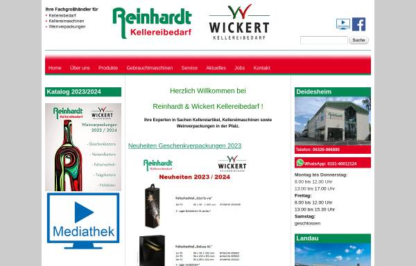 Vorschau von www.reinhardt-kellereibedarf.de, Reinhardt Kellereibedarf GmbH