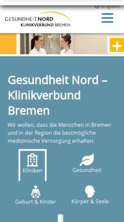 Vorschau der mobilen Webseite www.gesundheitnord.de, Gesundheit Nord Klinikverbund Bremen