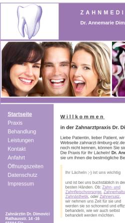 Vorschau der mobilen Webseite www.zahnarzt-limburg-elz.de, Zahnarztpraxis Dr. Dimovici