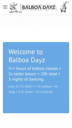 Vorschau der mobilen Webseite balboa-dayz.com, Balboa Dayz Dresden
