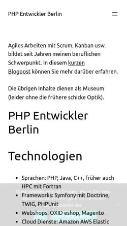 Vorschau der mobilen Webseite www.php-entwickler-berlin.de, PHP Entwickler Berlin