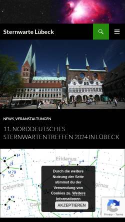 Vorschau der mobilen Webseite www.sternwarte-luebeck.de, Sternwarte Lübeck