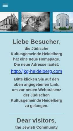 Vorschau der mobilen Webseite www.jkg-heidelberg.org, Jüdische Kultusgemeinde Heidelberg