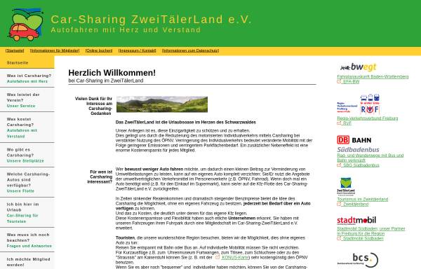 Vorschau von www.car-sharing-zweitaelerland.org, Car-Sharing ZweiTälerLand e.V.