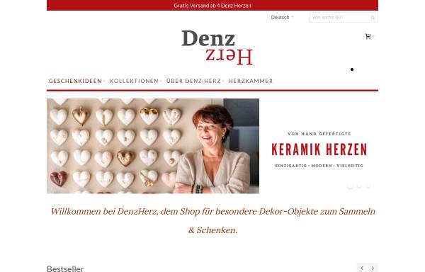Vorschau von www.porzellanherzen.de, Handgefertigte Keramik-Herzen von Margit Denz