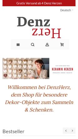 Vorschau der mobilen Webseite www.porzellanherzen.de, Handgefertigte Keramik-Herzen von Margit Denz