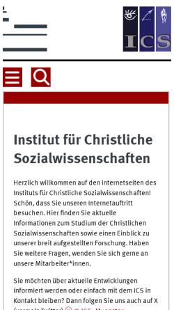 Vorschau der mobilen Webseite www.uni-muenster.de, Institut für Christliche Sozialwissenschaften der Universität Münster