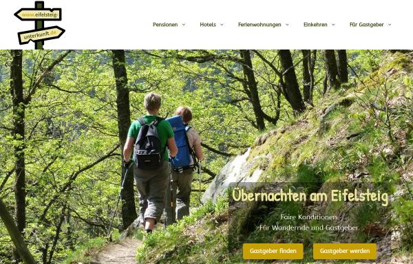Vorschau von www.eifelsteig-unterkunft.de, Unterkünfte am Eifelsteig