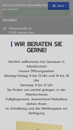 Vorschau der mobilen Webseite www.gansauer.de, Gansauer Augenoptik GmbH