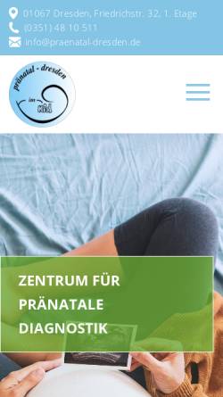Vorschau der mobilen Webseite www.praenatal-dresden.de, Praxis für pränatale Diagnostik