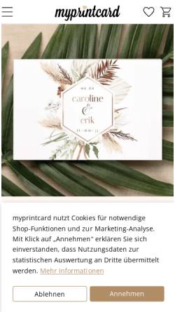 Vorschau der mobilen Webseite www.myprintcard.de, Typografica vision:media GmbH