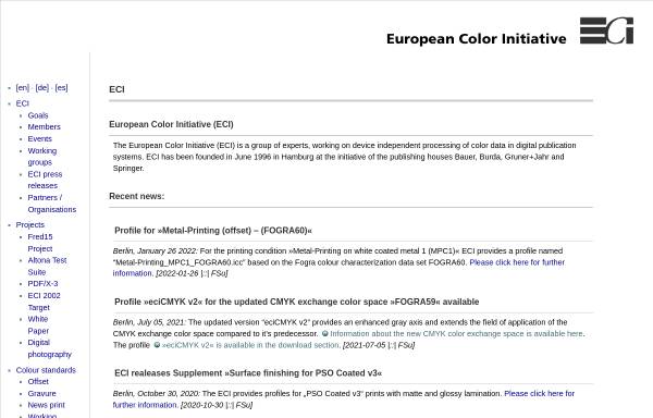 Vorschau von www.eci.org, ECI - European Color Initiative